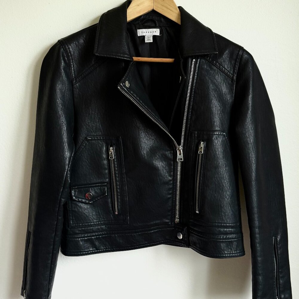 Women's Black Leather Jacket - Topshop